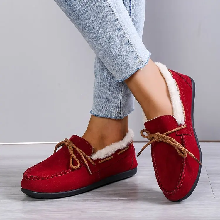 Winter Women Shoes Casual Comfortable  Loafers Warm Plush Shoes Moccasins Lady Cotton Shoes Plus Size