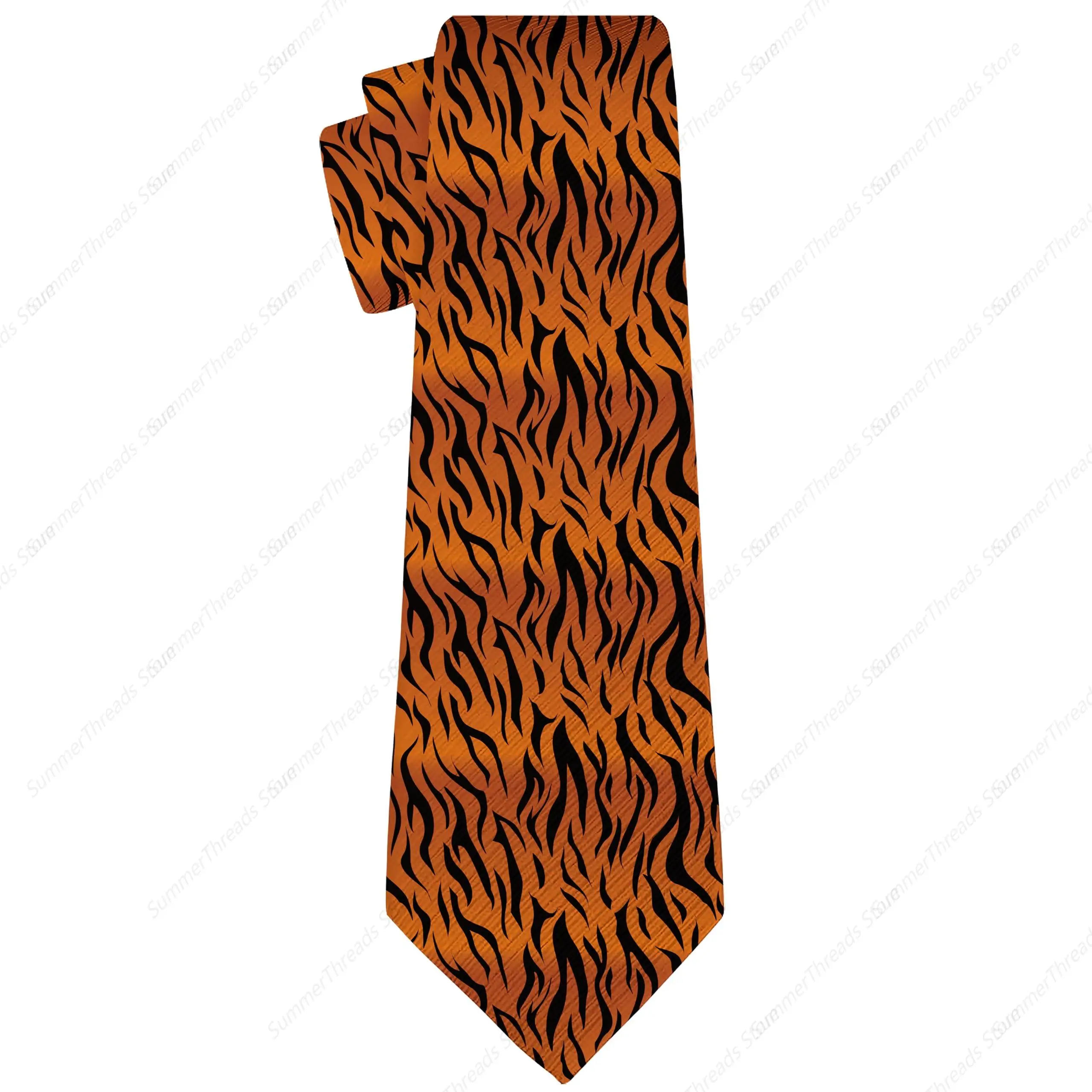 Tiger Stripes Ties for Men Black Tiger Stripes Tie Polyester Slim Necktie Novelty Neck Ties for Wedding Holiday Party Graduation