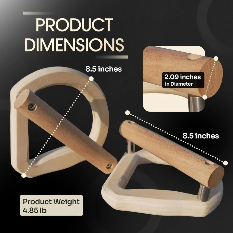 Wooden Push Up Bracket for Indoor Gymnastics Fitness Upward Lifting Rings Solid Wood Multifunctional Portable Fitness Equipment