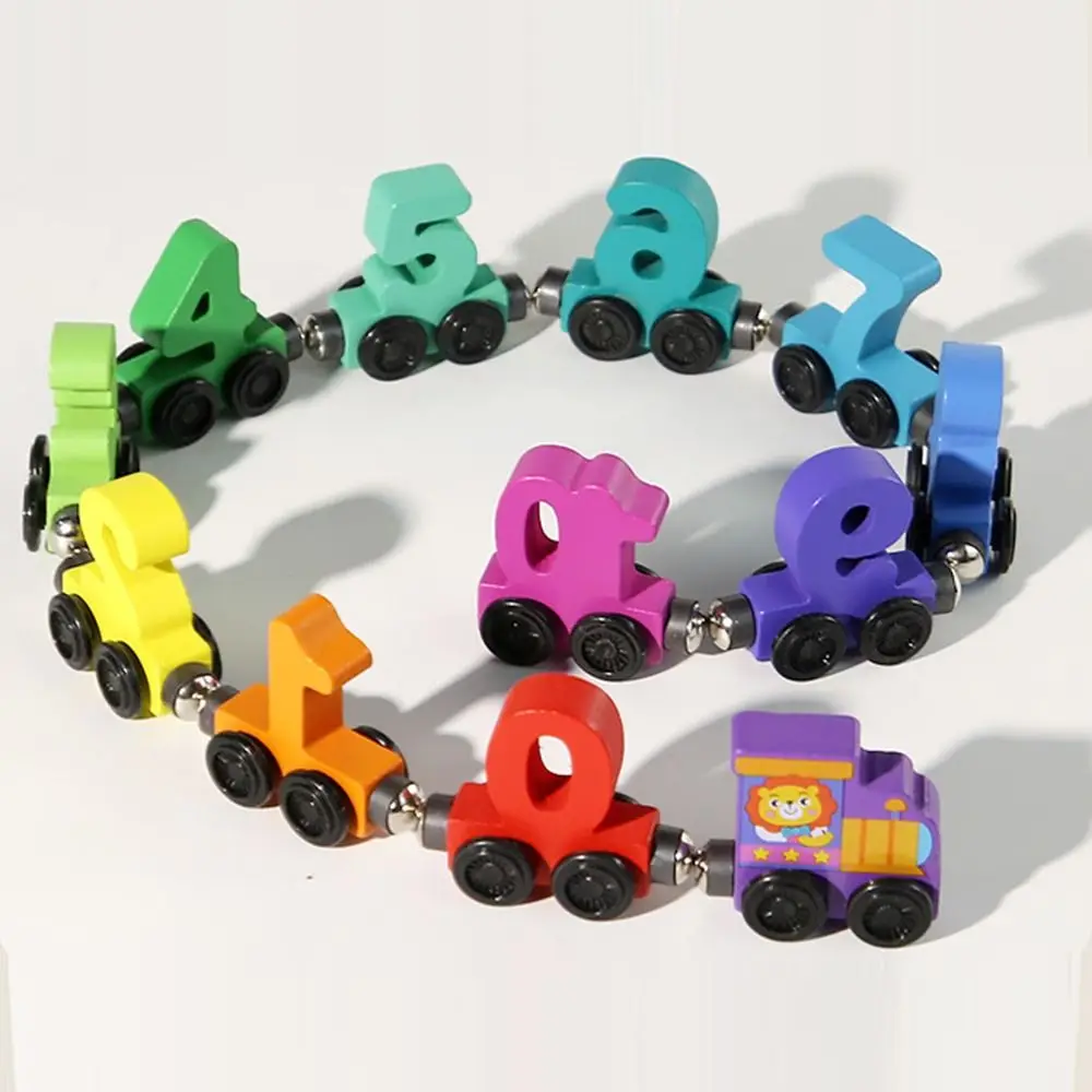 Number /Animal/Fruits/Dinosaur Magnetic Wooden Train Toys Mathematical Operation Exercises Montessori Number Train Set
