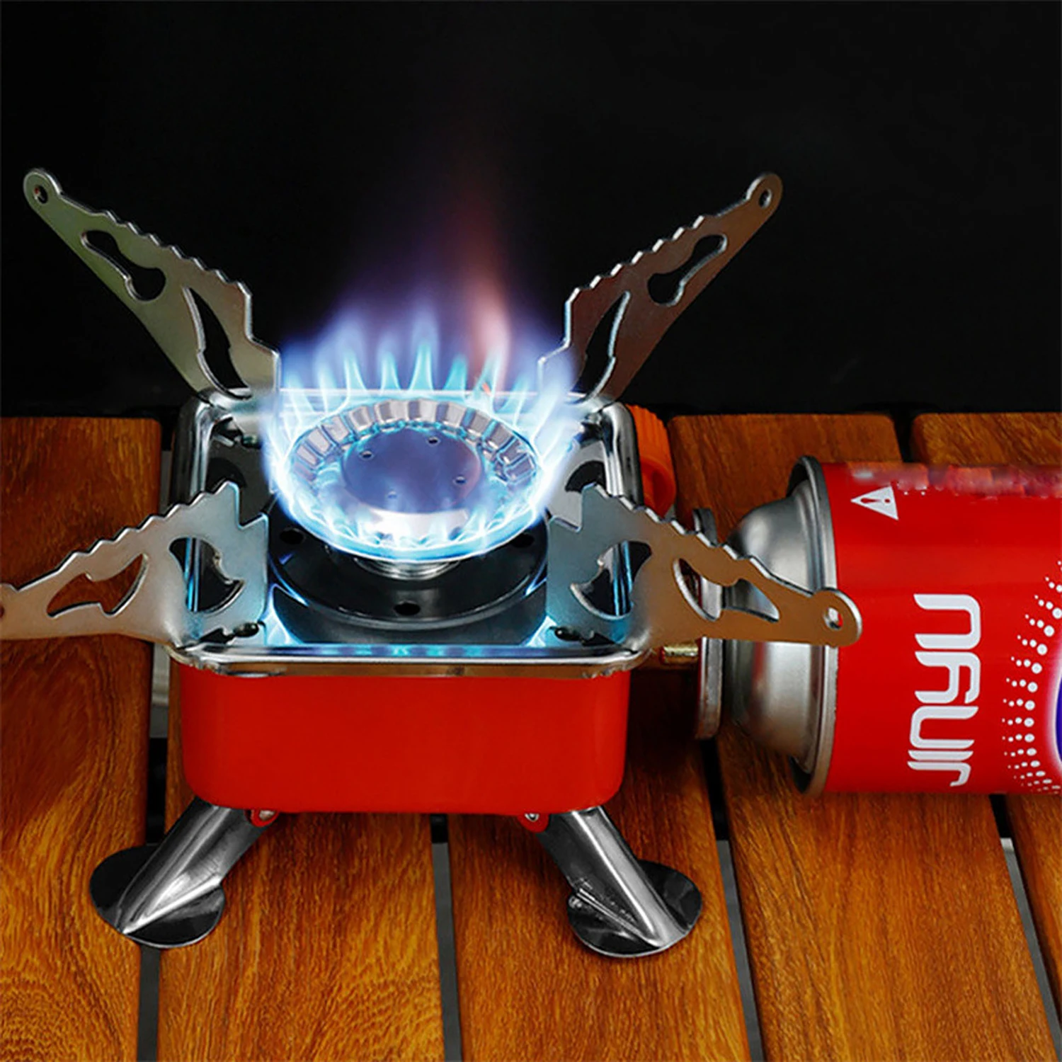 Outdoor Mini Square Stove Portable Folding Gas Stove Card Camping Cooking Utensil Ultra-Light Travel Cookware Hiking Equipment