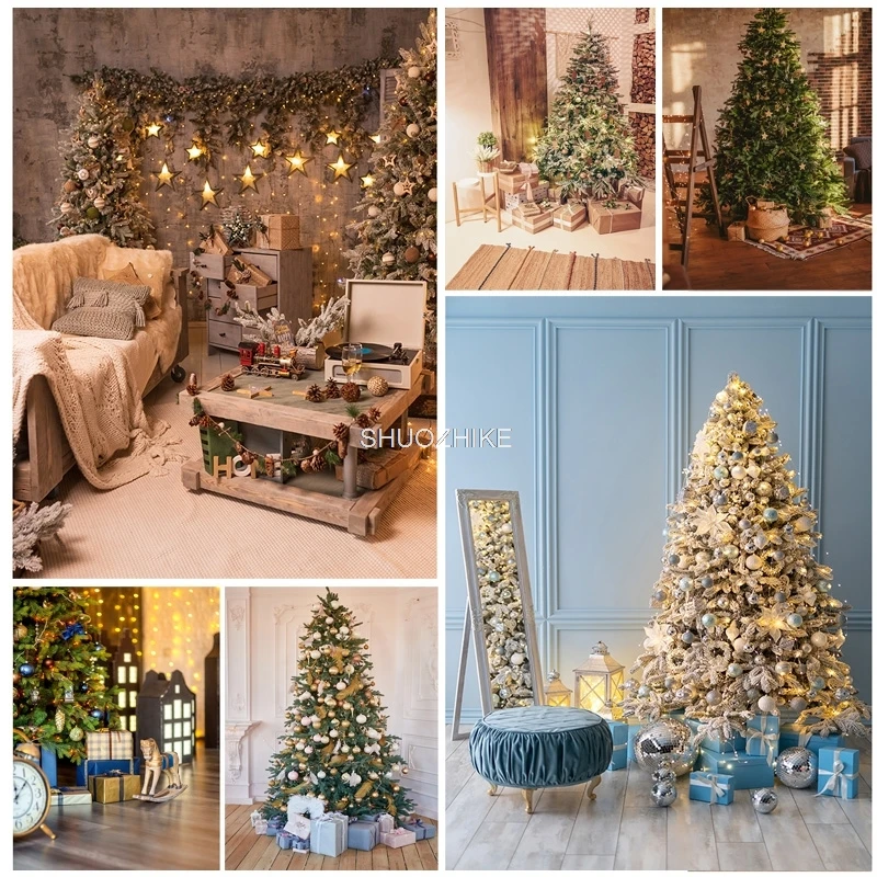 

SHUOZHIKE Christmas Indoor Theme Photography Background Christmas tree Portrait Backdrops For Photo Studio Props 21525 JPE-03