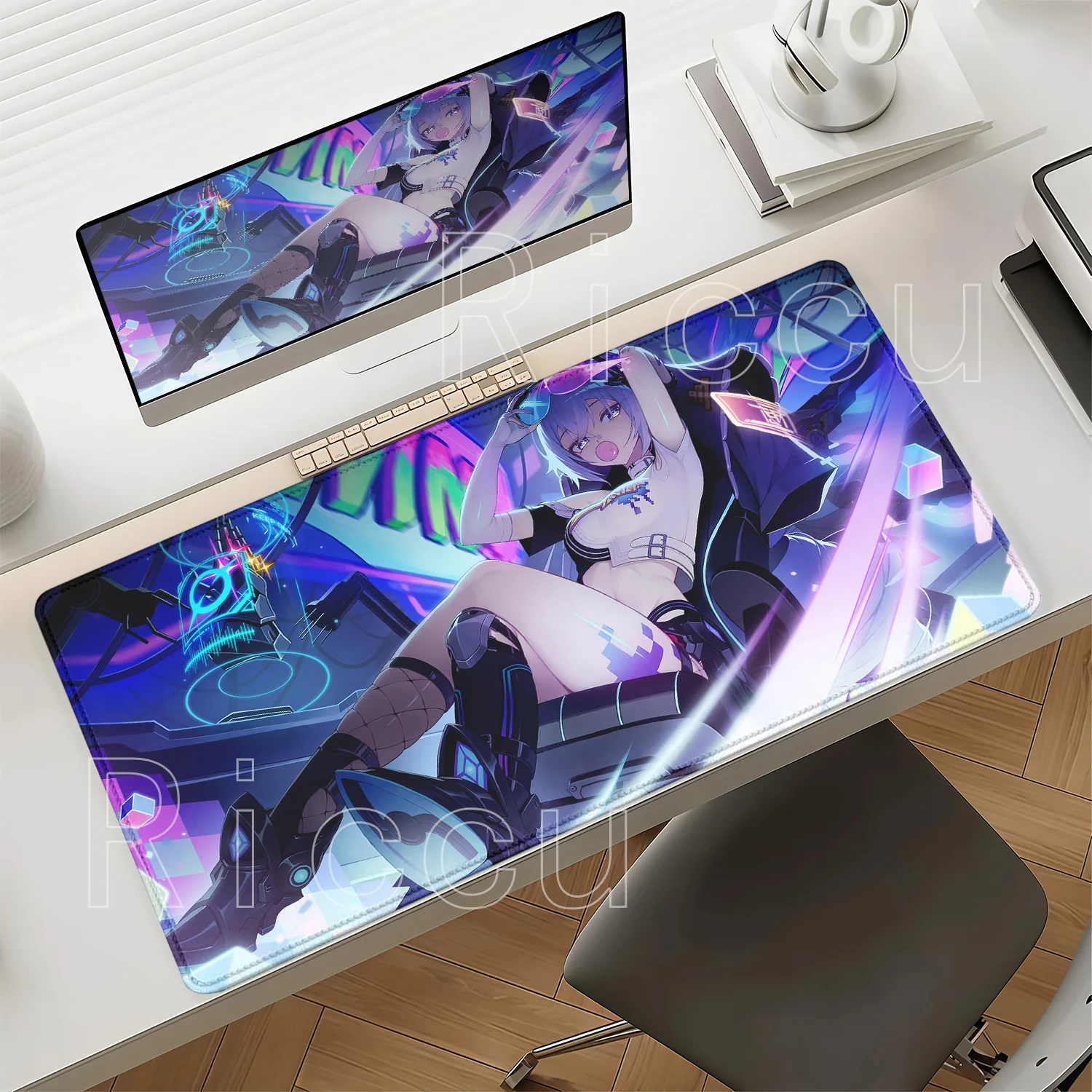 HSR Silver Wolf LV.999 Mousepad Larger Honkai Star Rail Overlock Keyboard Anime Girl XXL Mouse Pad HD Printing ESports Desk Mat