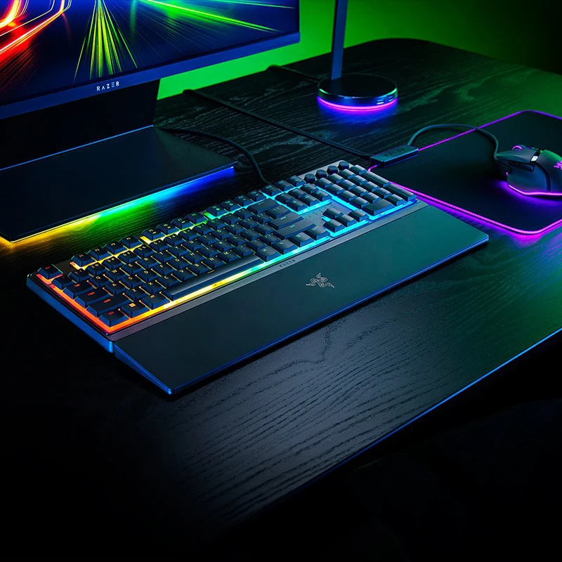 Razer-teclado para juegos Ornata V3, teclas de perfil bajo, interruptores de membrana Mecha, teclas con revestimiento UV, iluminación RGB de 10 zonas