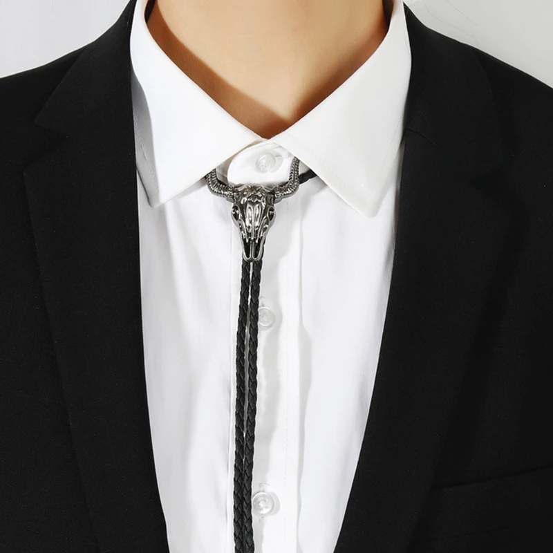 Corbata de Bolo Vintage occidental para hombres, corbata de vaquero Longhorn Bull Bolo, corbata de Bolo americano