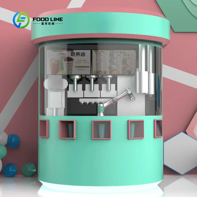 Customized 6-axis Safe Milk Tea & Coffee Vending Machine Robot Touch Screen Self-Making Milk Tea Robot with Capacity150-200 Pcs