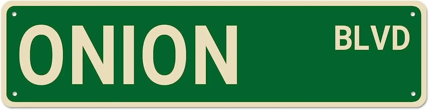 Onion BLVD Street Sign, Onion Sign Onion Decor Onion Lover Gift, Funny Wall Decor for Home/Kitchen/Farmhouse, Quality Metal Sign