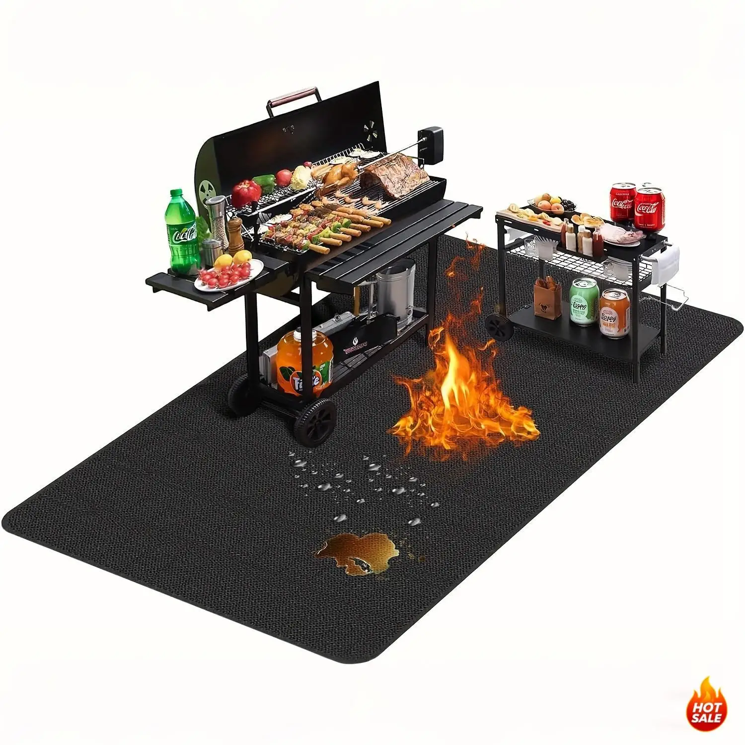Double-Sided Fireproof Heat-Resistant BBQ Grill Mat - Waterproof Oilproof Protector for Outdoor Grills, Fireplaces, Easy to Clean Mul