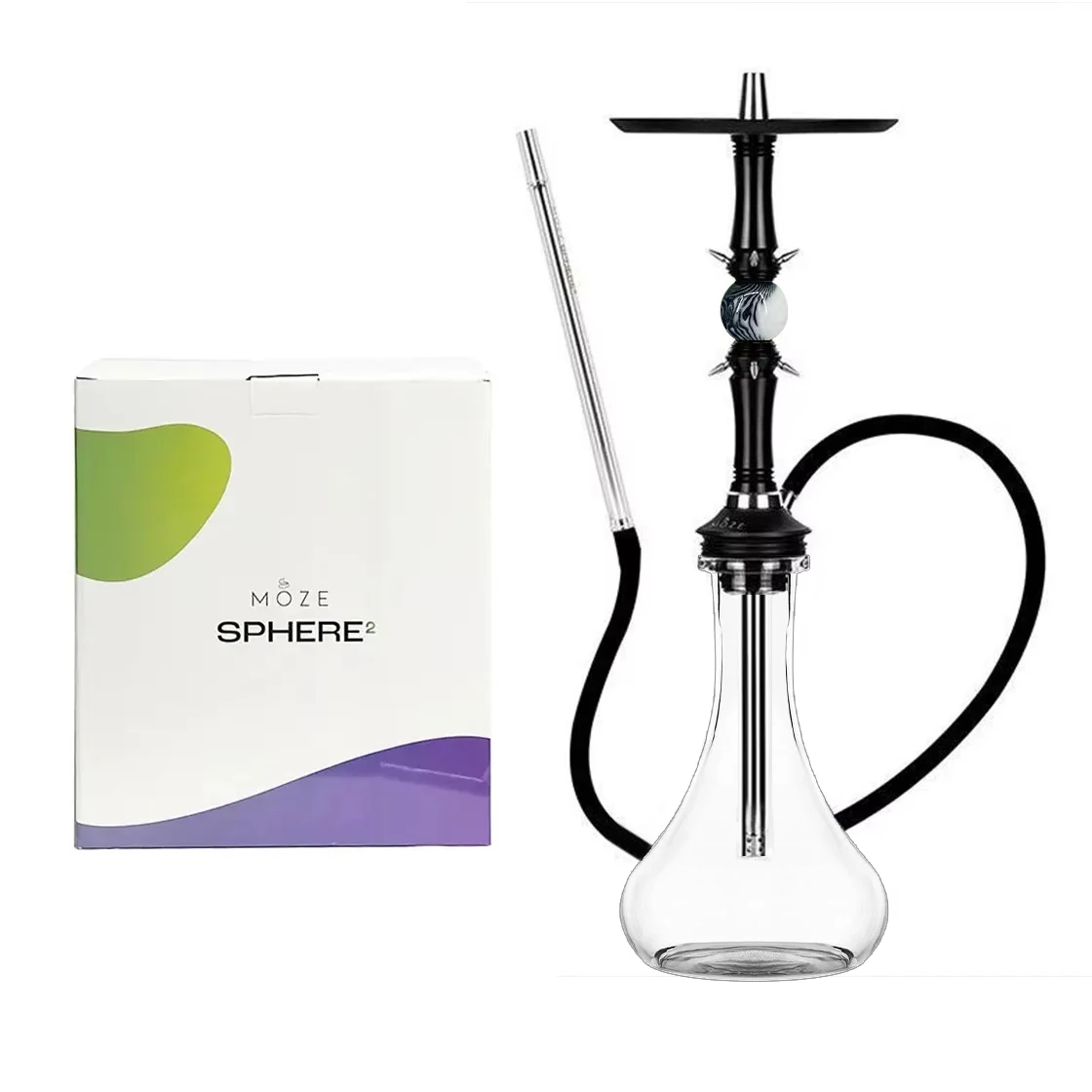 

304 Stainless Steel Moze Sphere 2 Hookah Shisha Set Narguile Chicha Hookah with Bottle