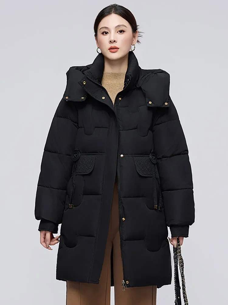 Vielleicht New Korean Winter Clothes Women Long Parkas Solid Hooded Puffer Jacket Thicken Warm Female Cotton Padded Coat Outwear