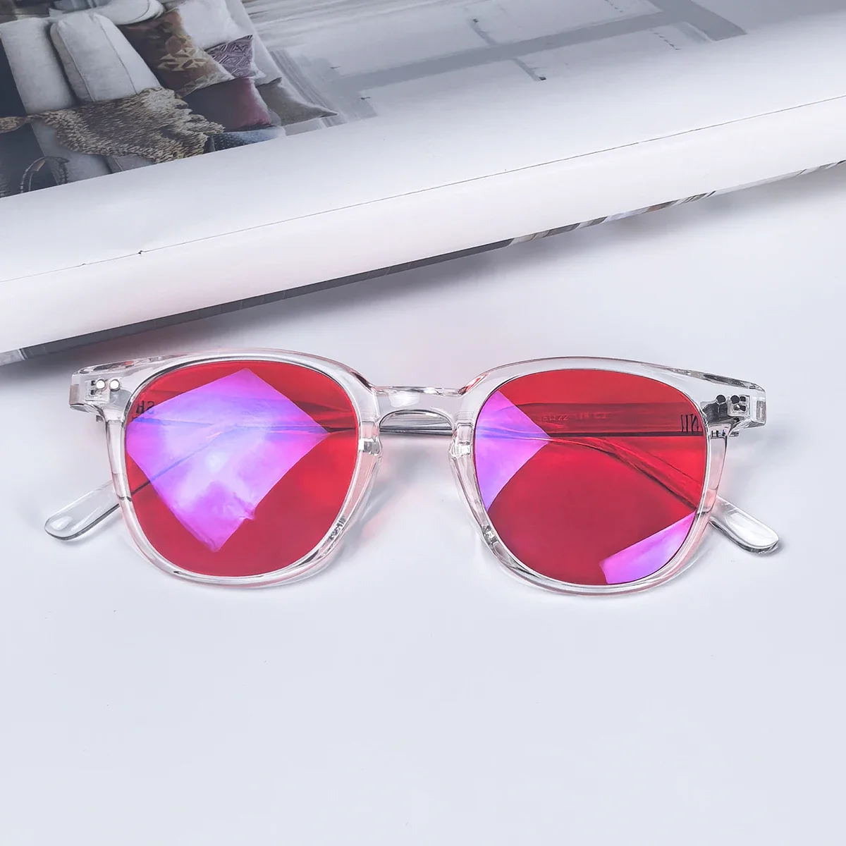 SHINU Brille mit roten Gläsern für Damen, besser schlafen, blaues Licht blockierende Brille für lange Bildschirmzeit, orangefarbene Gläser, Gaming-Brille – Detail 14