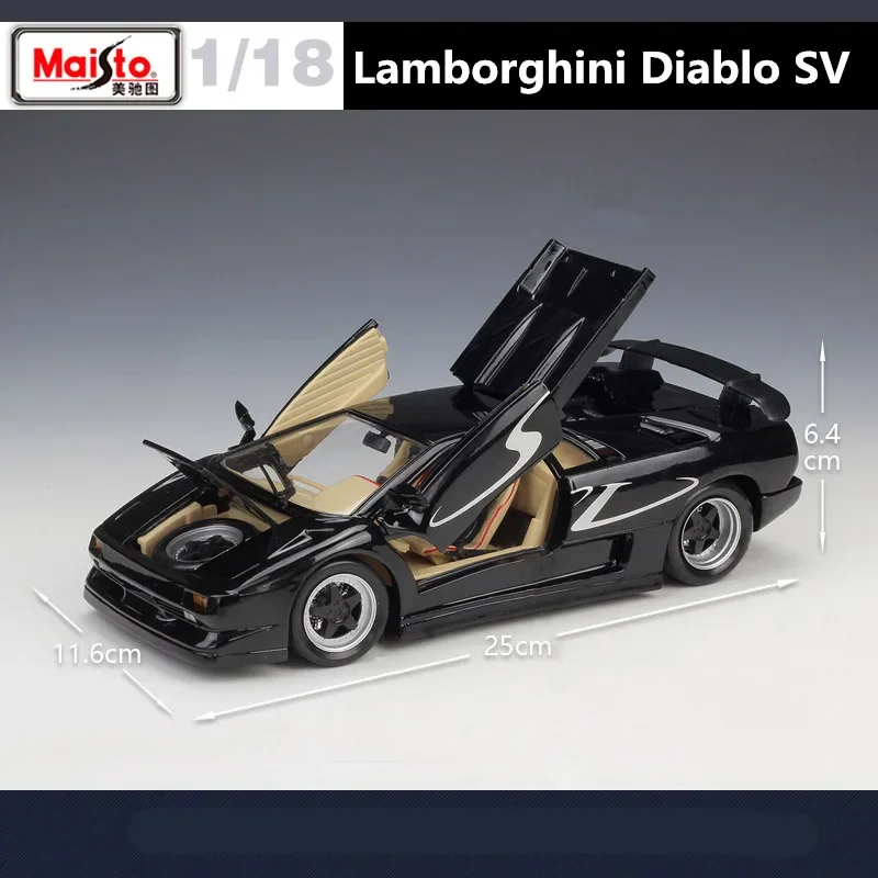 Lamborghini Diablo SV-modelo de coche deportivo de aleación, vehículo de juguete de Metal fundido a presión, regalo de colección de simulación, 1:18