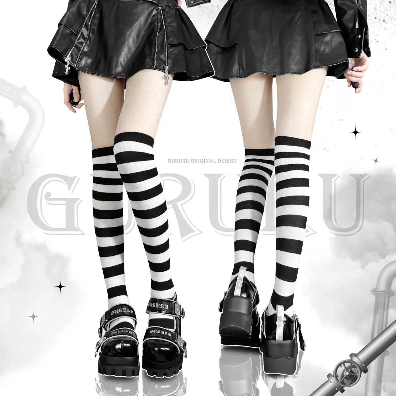 GURURURU-Sapatos Retro Dark Loli Cosplay, Salto Alto Grosso, Lolita, Legal, Punk, Original, 5-8cm, Y2K