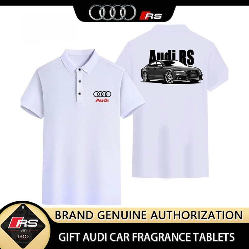 

Мужская и женская рубашка поло Audi RS Car, высококачественные модные комбинезоны с лацканами и короткими рукавами, летняя гоночная мотоциклетная футболка