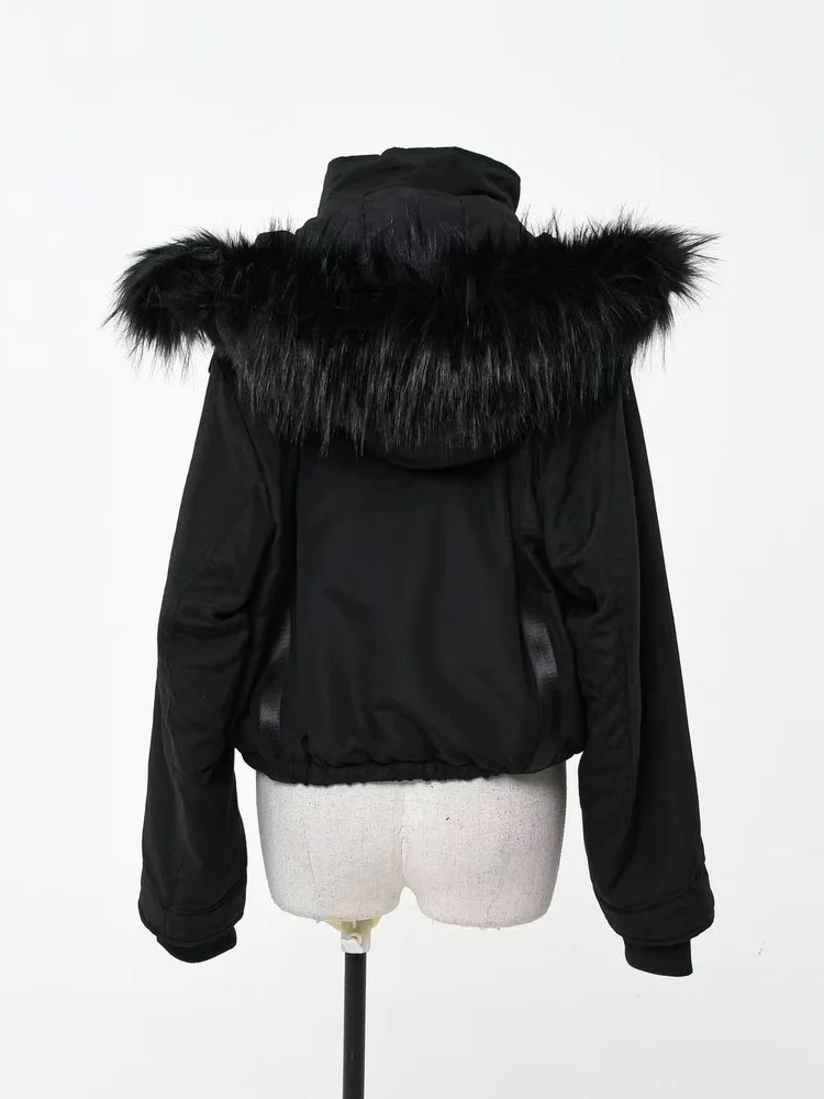 ثقافة فرعية القوطية الأسود الداكن السراويل سترات شتاء جديد 2025 الفتيات الحلو كول موضة الشرير نمط زر معدني معطف مقنع سترة #5