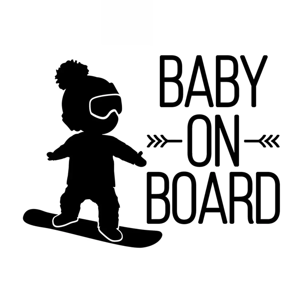 

Car Stickers Baby Snowboard Boy Car Decoration Accessories Sticker Creative Waterproof Cover Scratch Black/White, 16cm*12cm
