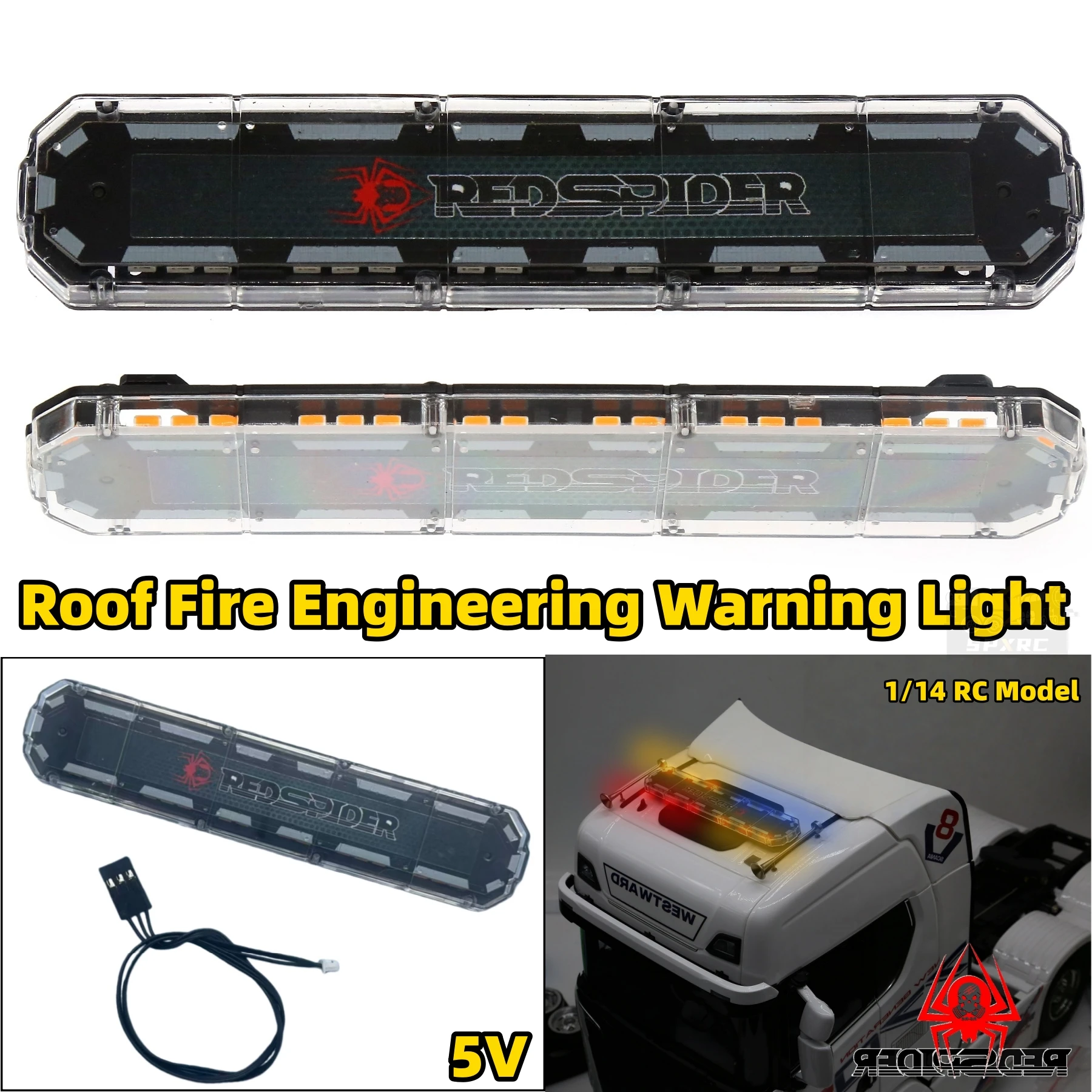 

Roof Warning Light Fire Engineering R432 LED 5V For 1/14 Tamiya RC Scania BENZ VOLVO MAN Remote Control Trailer Tipper Toy Part