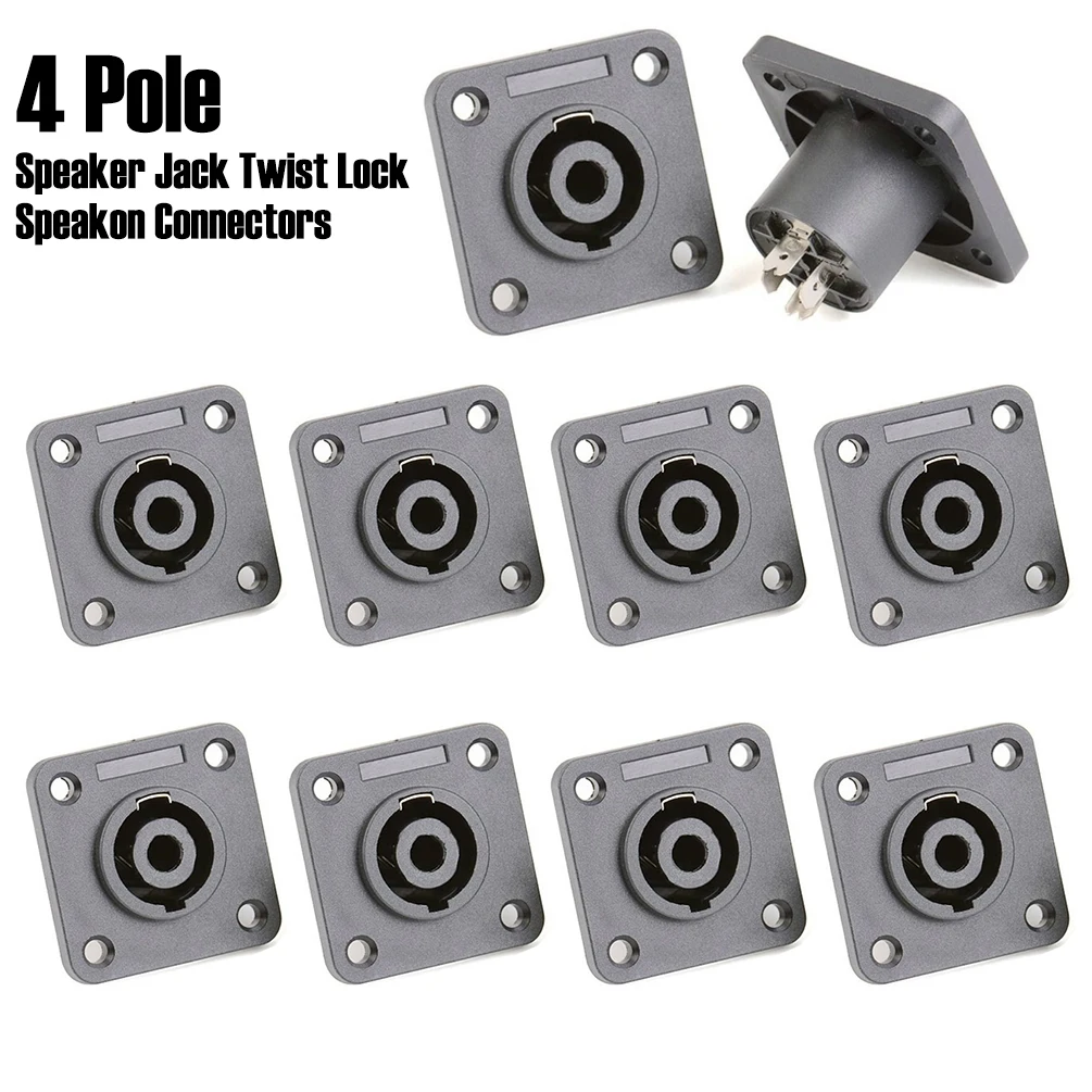 10PCS Speaker Jack Twist Lock 4 Pole Square Speakon Female Socket Panel Chassis Mount Compatible with Neutrik, NL4FC, NL4 Serie