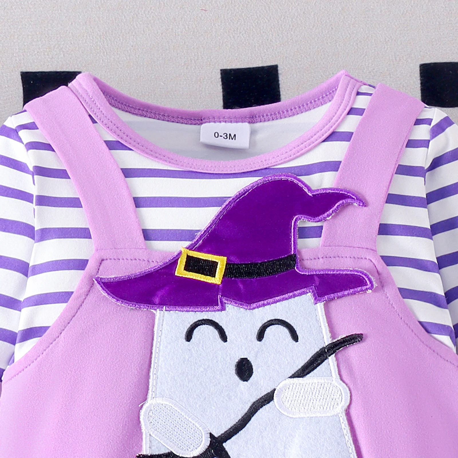 بذلة دمية هالوي مخططة بأكمام طويلة للأولاد والرضع ، مريحة ، رقبة مستديرة ، كاجوال ، خريفي ، بعمر 0-1 سنة