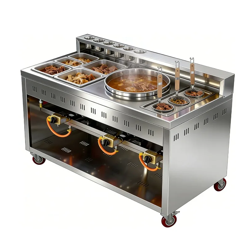 Commercial multifunctional ox offal cart electric stainless steel gas stove