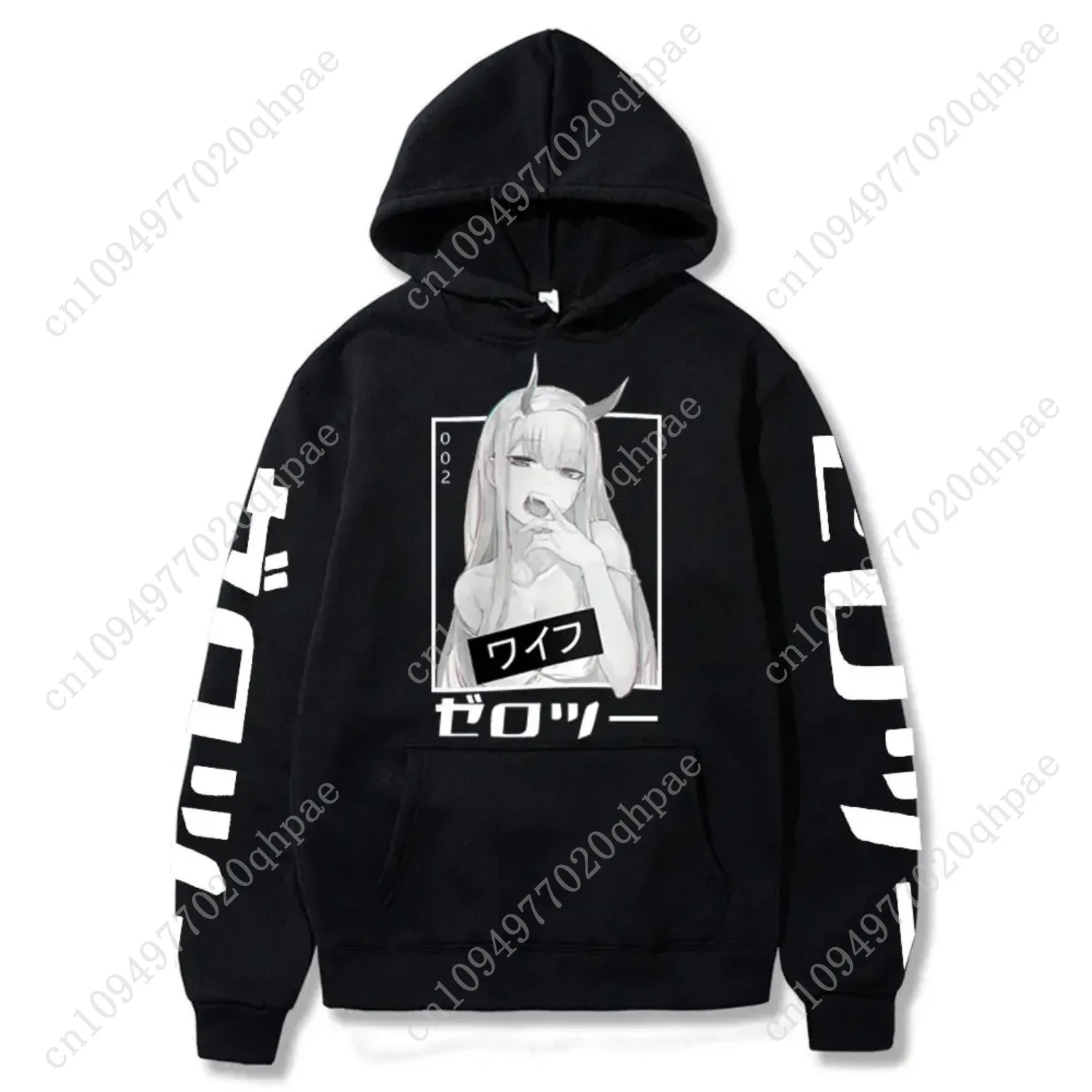 أنيمي حبيبي في فرانكس صفر اثنين هوديس الرجال عادية Harajuku الشارع الشهير البلوز الخريف Y2K المتضخم مقنعين البلوز القمم #3