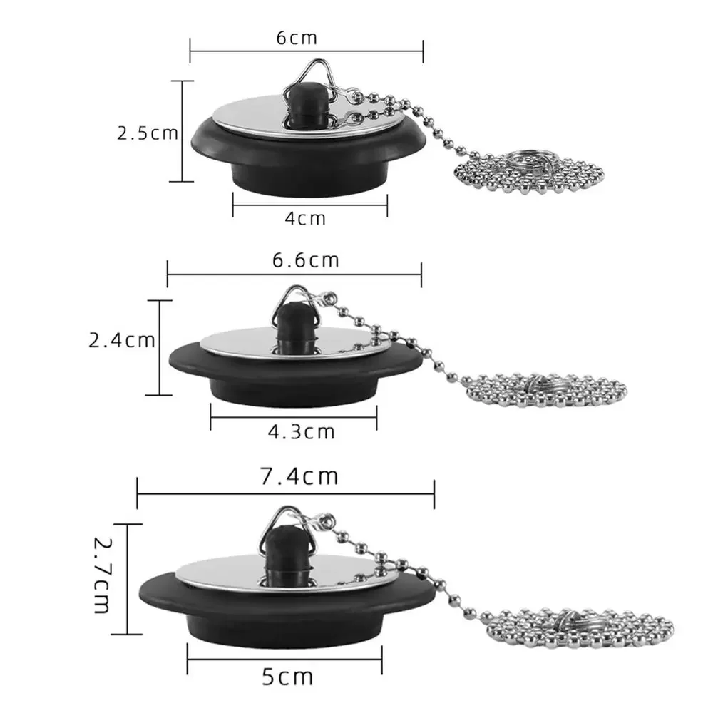 1 szt. Wytrzymała gumowa zatyczka do wanny z łańcuszkiem, silikonowy odpływ do wanny z kółkiem do zawieszania 4/4,3/5 cm, korek do wanny, akcesoria do wanny