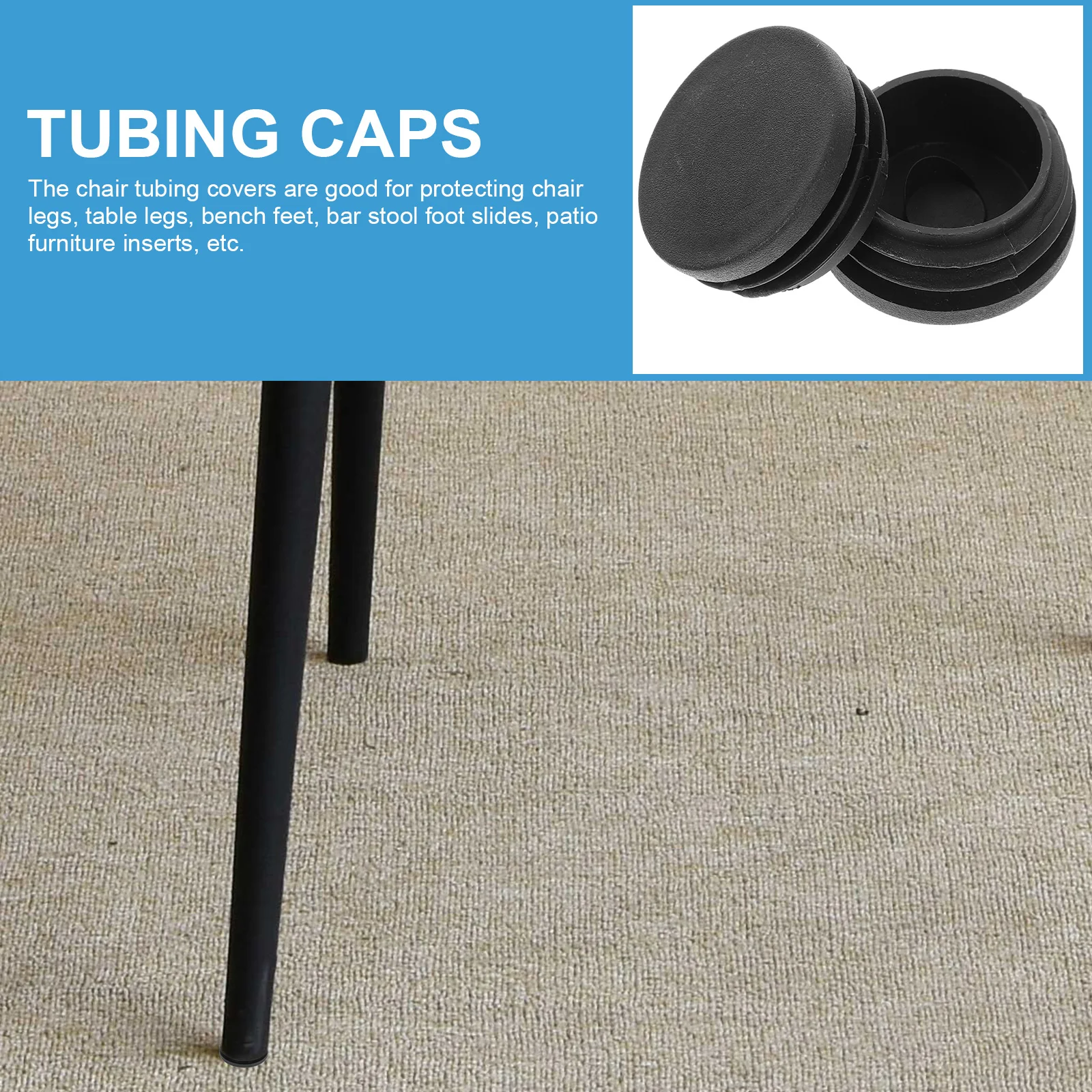 

16pcs Tubing Caps 1-1/2 Inches Chair Leg Protectors For Hardwood Floors Furniture Floor Protectors Plastic Plug Covers Glide