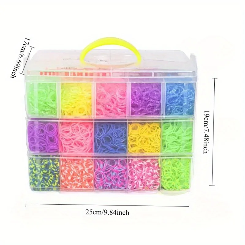 SCHÖN! 1500 Stück Loom Gummibänder Armband für Kinder oder Haare Regenbogen Gummi Loom Bands machen gewebtes Armband DIY Spielzeug Weihnachten 2025 Geschenk
