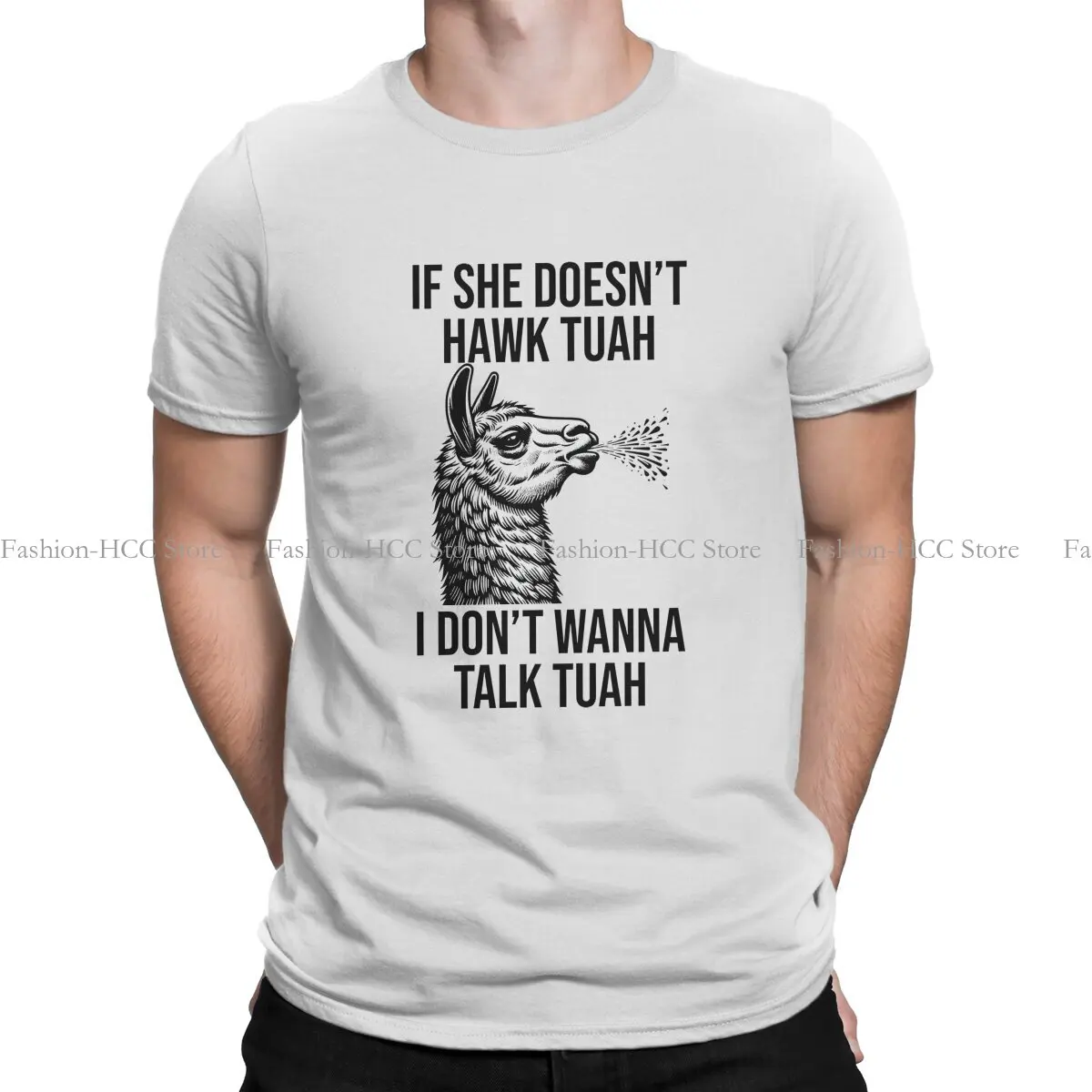 If She Doesnt Hawk Tuah I Dont Wanna Man's Polyester TShirt Hawk Tuah O Neck Short Sleeve T Shirts Humor Birthday Gifts