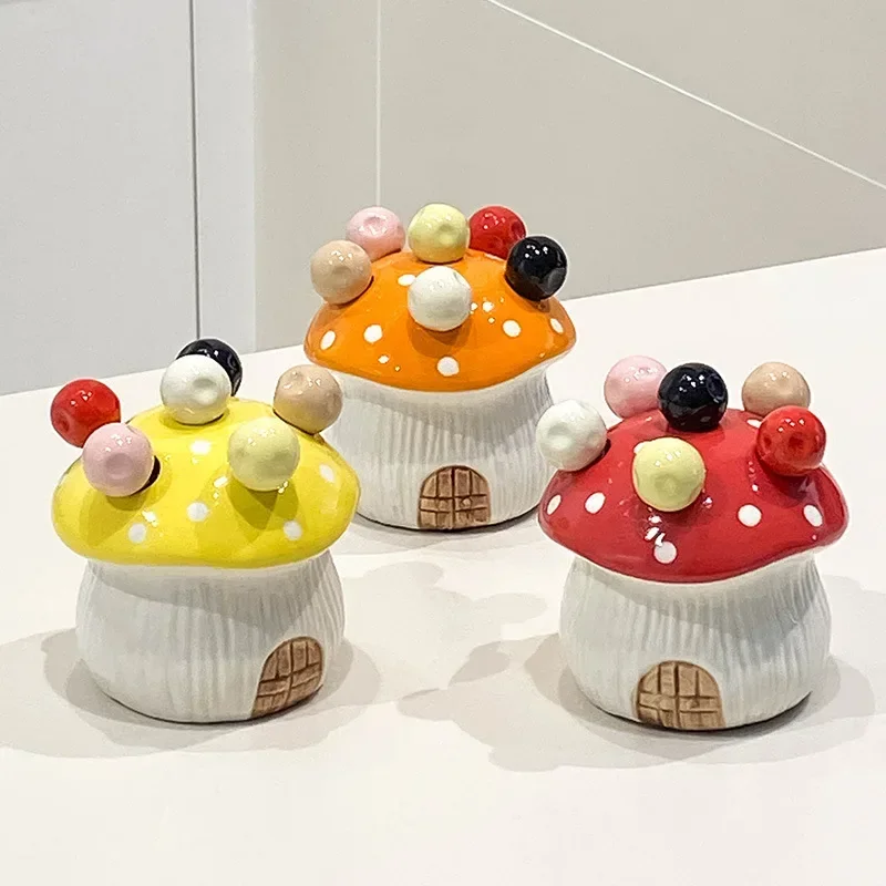 Mushroom-shaped Stainless Steel Fruit Fork Fruit Stick Cheese Base Storage Box Cake Dessert Dork Set Decorative Tableware