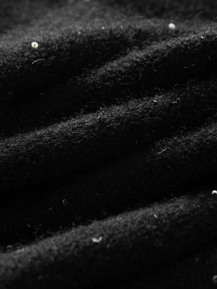 Mezza abito a trapezio scintillante da donna autunno inverno stile francese rilassato 100% cashmere elegante elastico in vita
