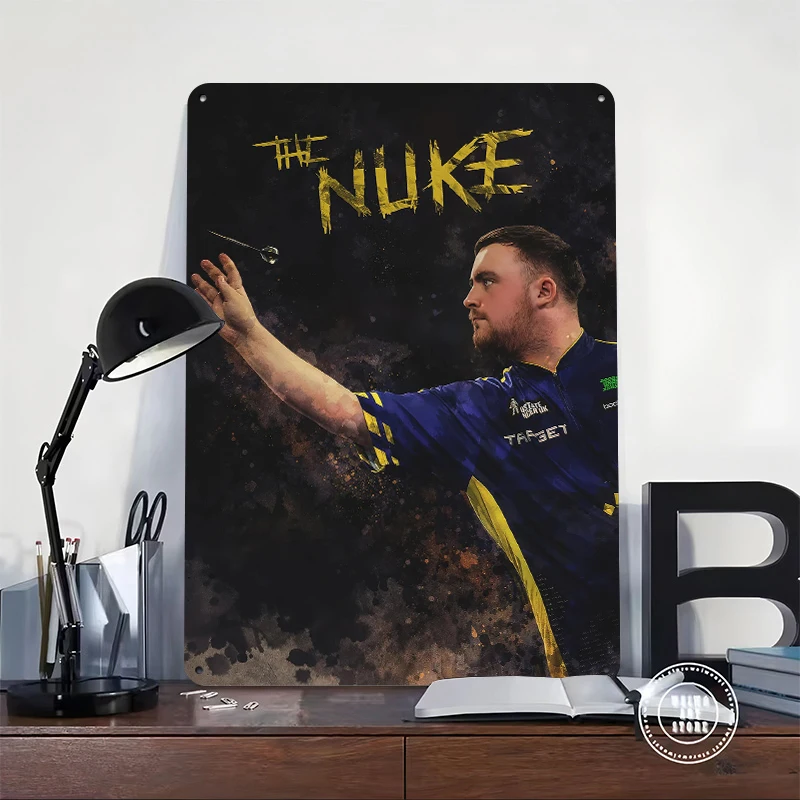 Darts Player 'The Nuke' Throwing Dart Tinplate Poster Customized Wall Art Retro Vintage Metal Signs for Fans House Decor Room