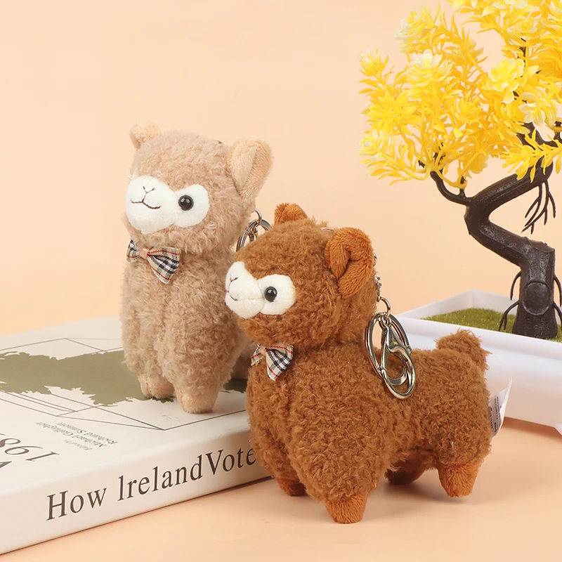 1Pc Creative cartoon cute cute mini alpaca pendant soft cotton animal plush stuffed doll toy keychain kids girl birthday gift