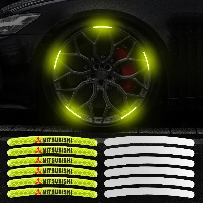 5/10/15/20PC Car Logo Wheel Hub Reflective Sticker For Mitsubishi Asx Lancer Outlander Pajero Ralliart Accessories Car Styling