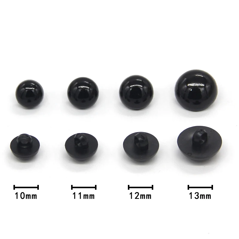 HENGC 50pcs 10/11/12/15mm Black Safety Eyes Buttons For Needlework Shirt Coat Blazer Doll Stuffed Toys DIY Handmade Decorations