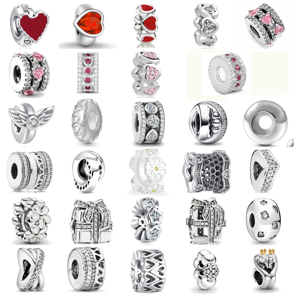 

Hot Sale 925 Sterling Silver Openwork Hearts Spacer Charm Beads Fit Original Bracelet Bangle DIY Fashion Woman Jewelry Trinkets