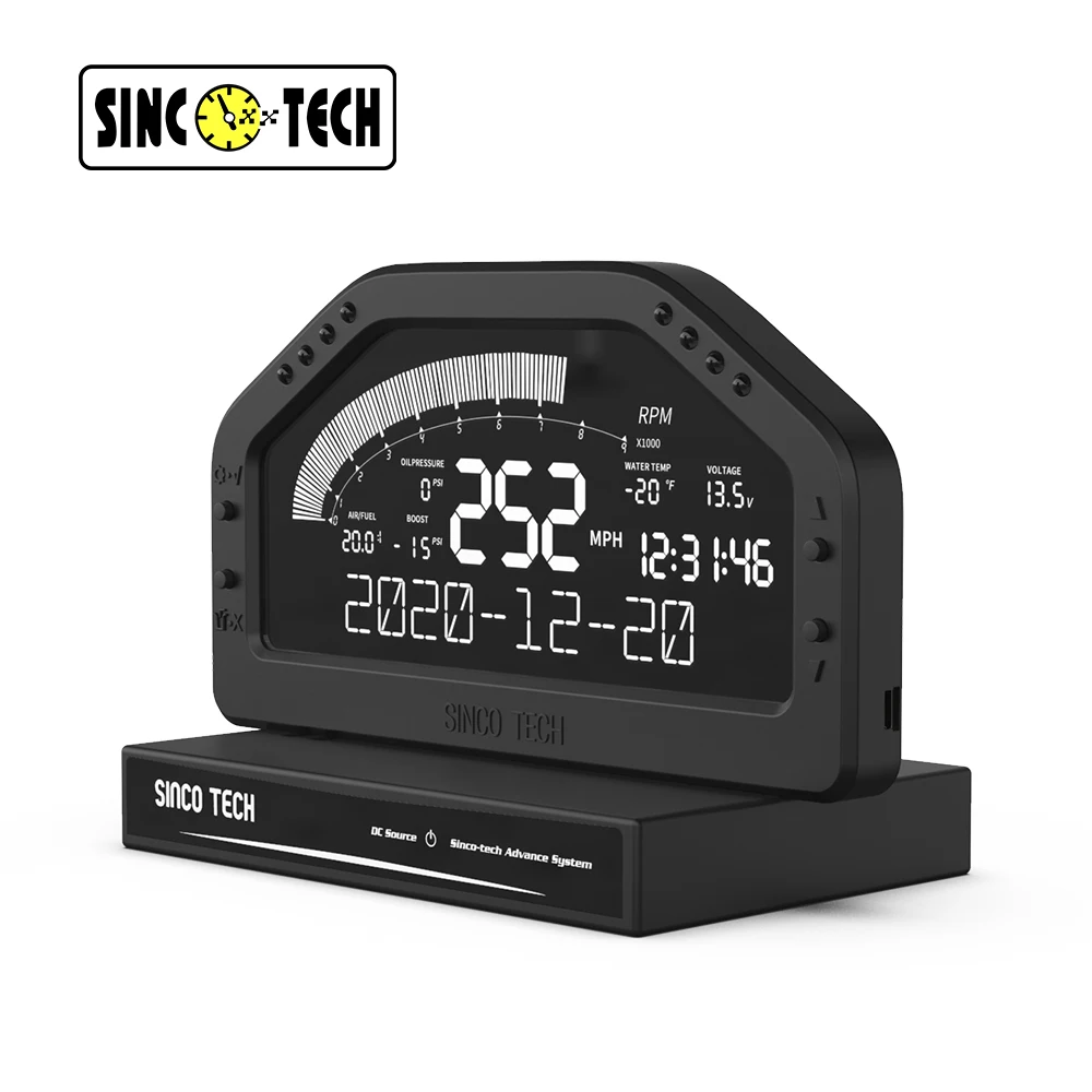 SincoTech 6.5 '' Universal LCD Race Dash Boost AFR EGT Oil Press Water Temp Volt Speedometer RPM ODO 10-in-1 Gauge Meter (DO922)