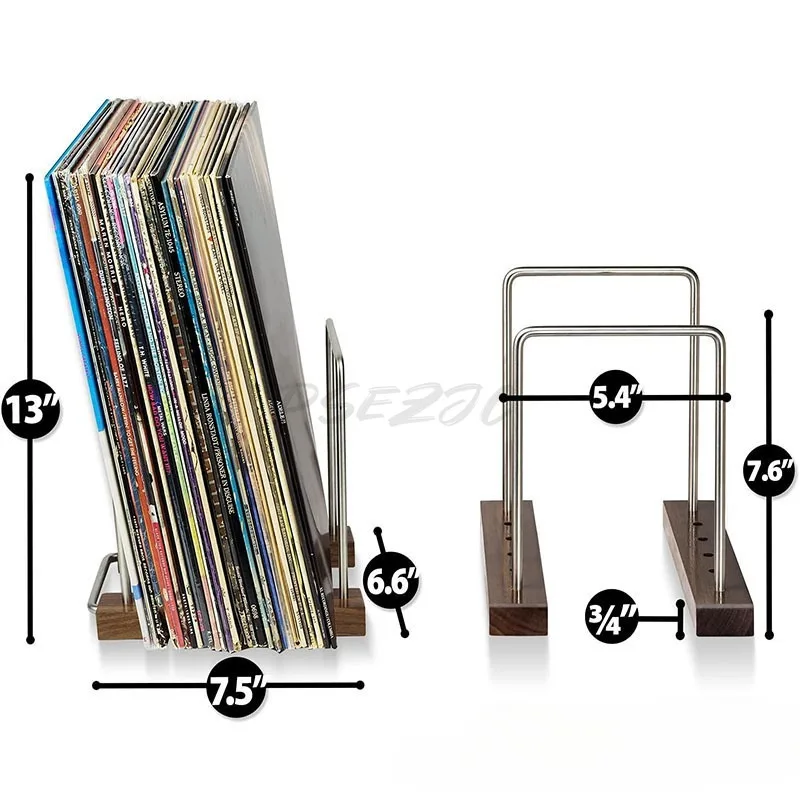 Vintage Wooden Vinyl Record Holder CD Old Record Storage Display Stand Portable Wrought Iron Record Display Stand