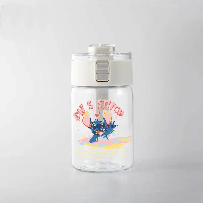 Disney Stitch Water Bottle Cartoon Transparent Plastic Water Cup Large Capacity Leakproof Portable Drink Cup For Climb Travel