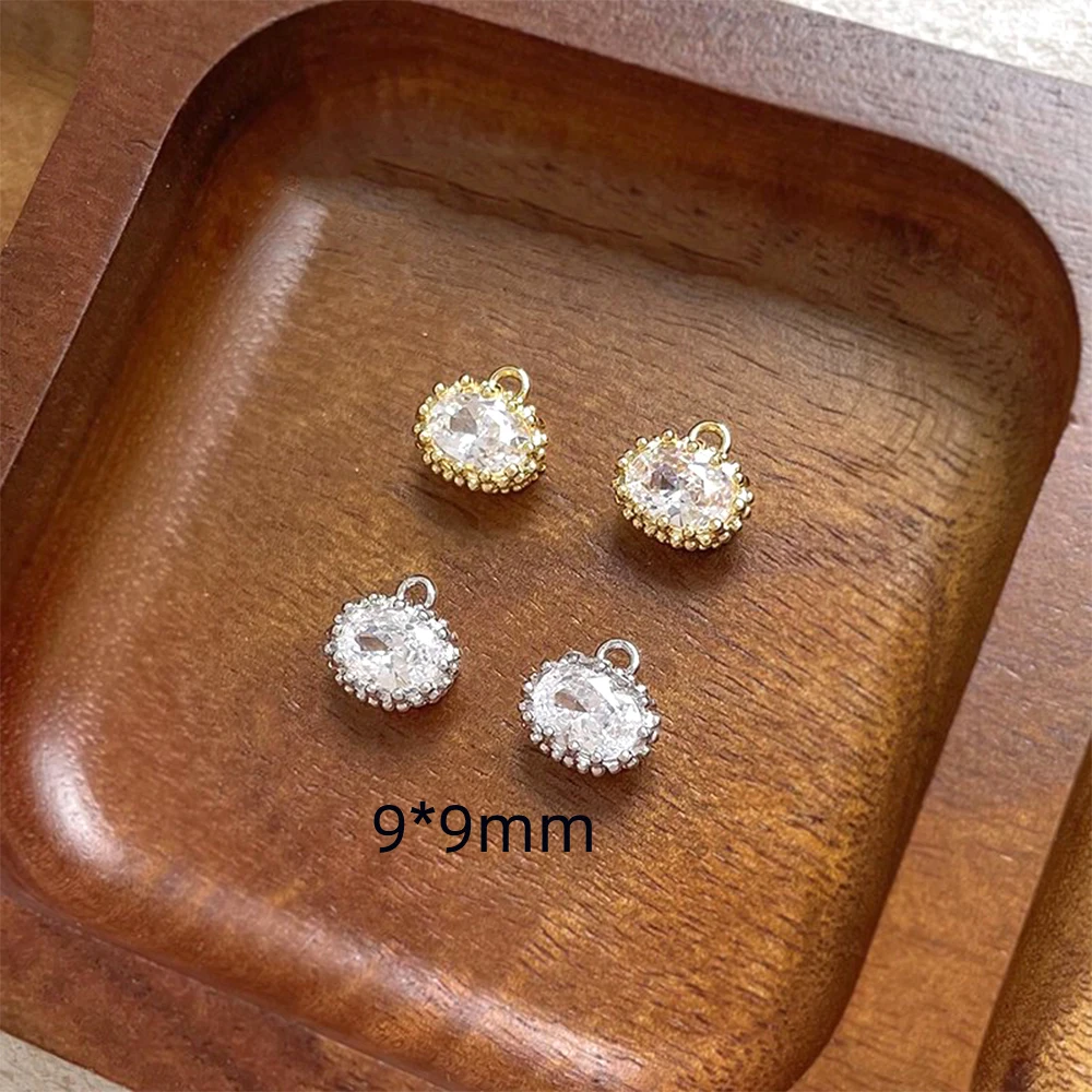 6 Pieces Brass Plated with Genuine Gold Zircon Inlay Round Pendant DIY Jewelry Making Necklace Bracelet Accessory Materials