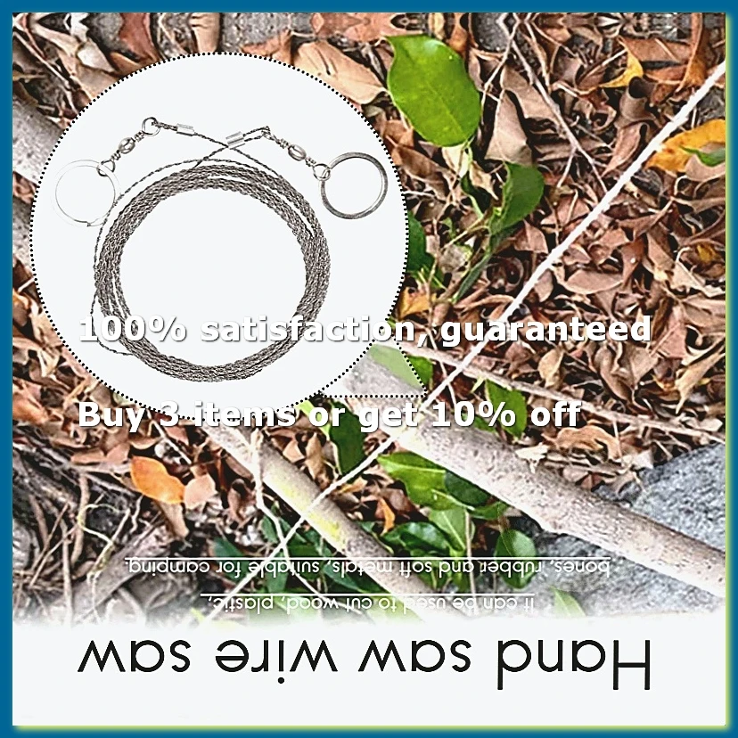 Outdoor Hand-Drawn Rope Saw 304 Stainless Steel Wire Saw Camping Life-Saving Woodworking Hand Saw Wire 5M-FABY