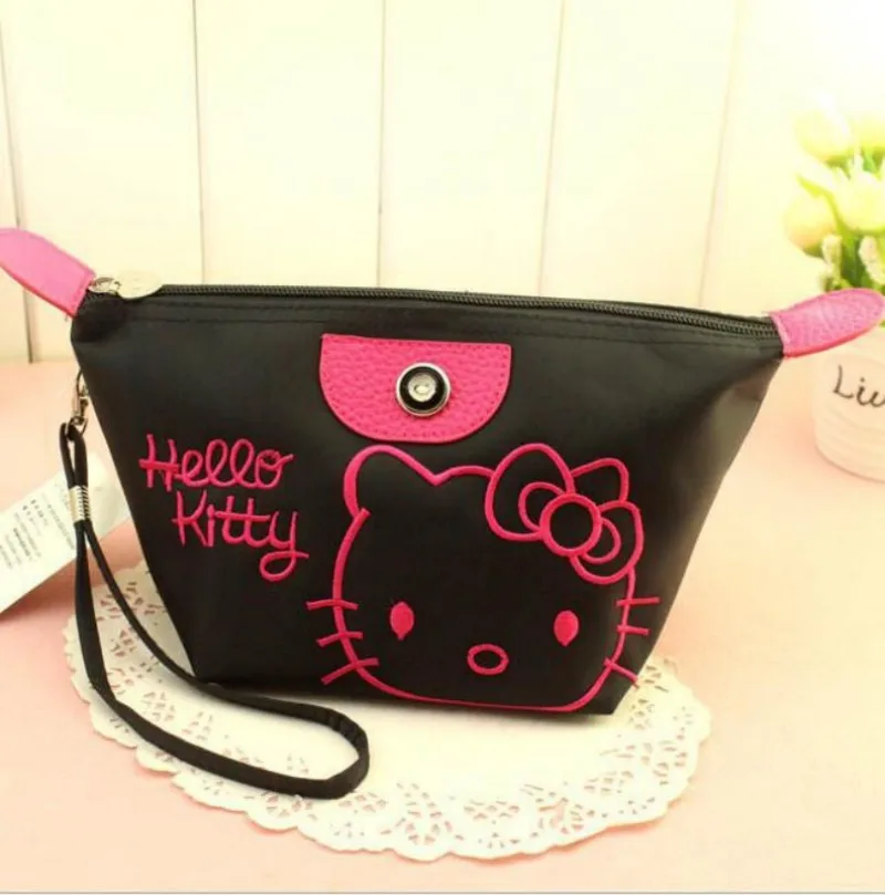 Sanrio Hello Kitty Makeup Bag Anime Y2K Girls Storage Bag Cartoon Kawaii Large Capacity Waterproof PU Handbag Gift 28X11cm