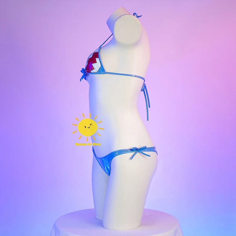 Sexy Cosplay Blue Swimwear Shark Bikini Cosplay Bodysuit Anime Glossy Uniform Bikini Halloween Carnival Party for Women Girls