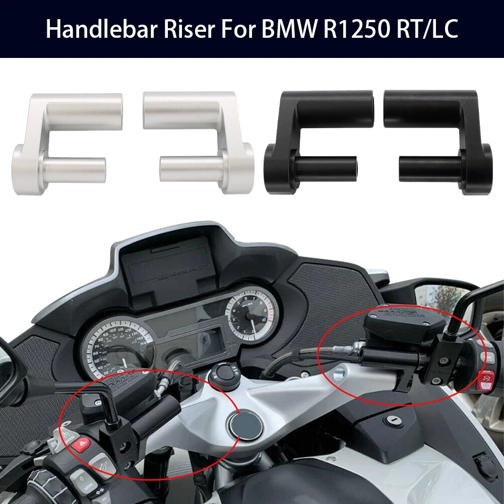 Motorcycle Handlebar Riser Clamp Kit For BMW R1200 R1250 RT LC Handle Bar Drag Extend Adapter Aluminum Black Accessories Moto