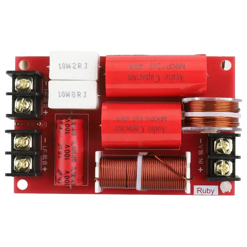 GHXAMP 300W High-End 2-Way High Power Crossover, 1 In 2 Out Hi-Fi Bookshelf Speaker Audio Frequency Divider 1800HZ 1PC
