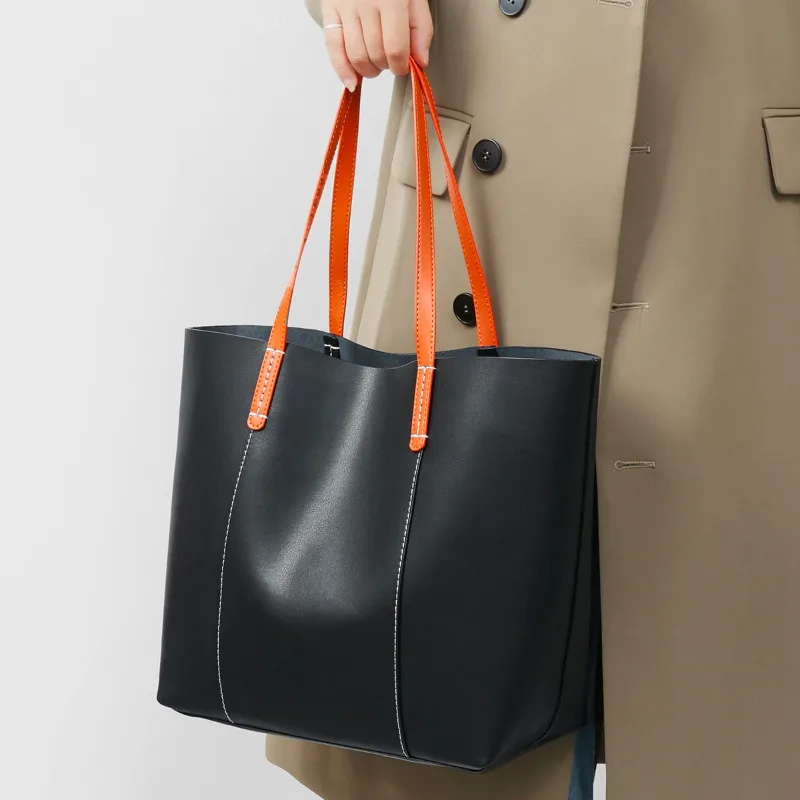 Women's Crossbody Tote Bag with Large Capacity Premium Genuine Leather Work Commute Versatile Shoulder Strap