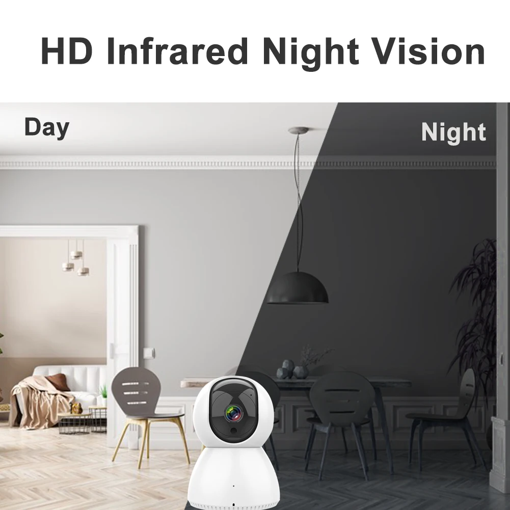 Cámara inteligente con WiFi para el hogar, Webcam con visión nocturna de 360 P, Monitor de seguridad para la aplicación TUYA Smartlife