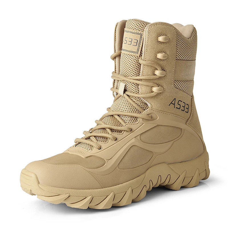 Men's outdoor tactical boots, training shoes, high-top breathable hiking shoes