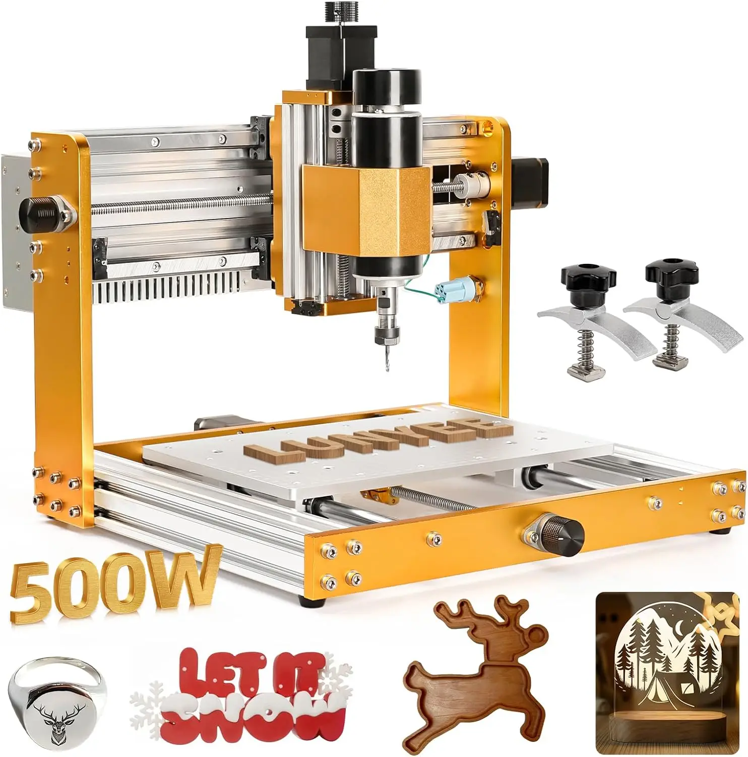 Machine 500W volledig metalen CNC-routermachine, verbeterde 3-assige graveermachine-eindschakelaars en noodstop met GRBL offline