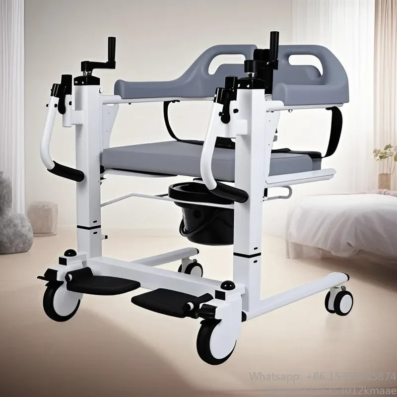 Vequyn Transfer wheelchair CE-Certified Hydraulic Lift Commode for Disabled Patients, Mobile Nursing Transfer Chair, Hospital Gr